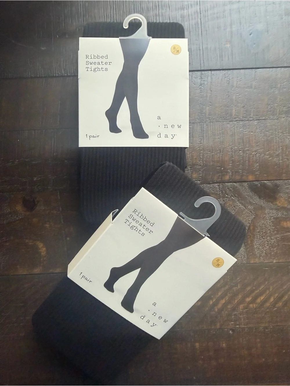 2 pairs! a new day Black Ribbed Sweater Tights